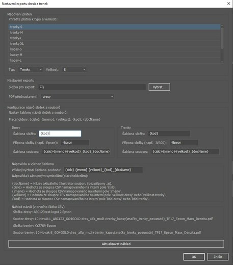 Export - komplexní režim